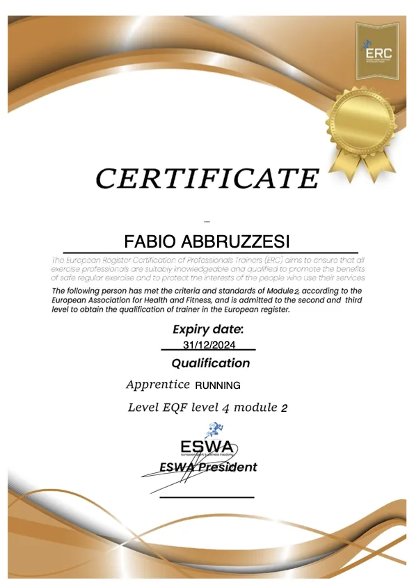 ESWA Running coach EQF Level 4 certificate